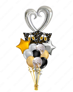 Happy Anniversary Balloons Set  - Supershape Linking Heart, Stars & Confetti Latex