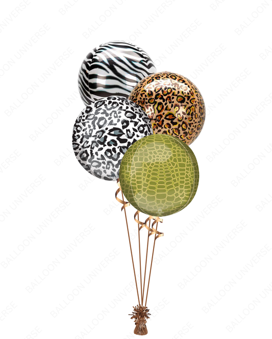 Wild Safari Animal Print Orbz Balloon Set - Helium Filled