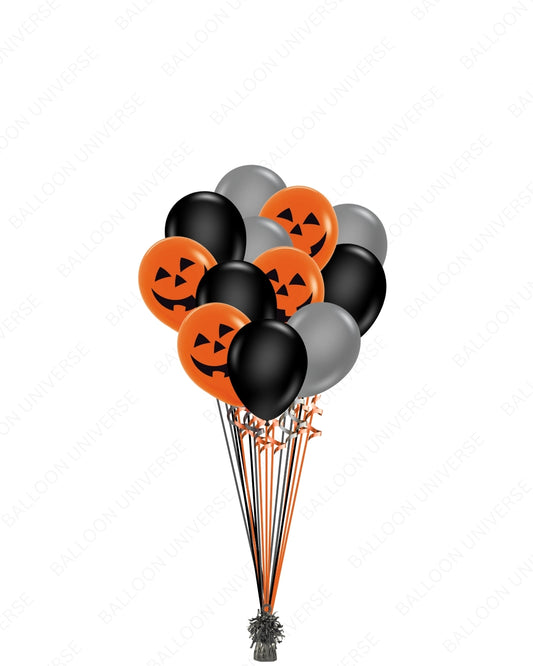 Halloween balloons in black, silver and orange pumpkin shape
