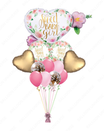 Sweet Baby Girl Balloon Set with Gold Heart & Confetti