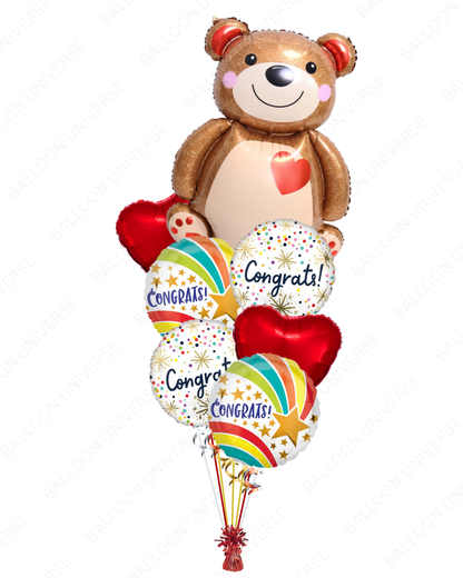 XOXO Teddy Bear Congrats Balloon Bouquet