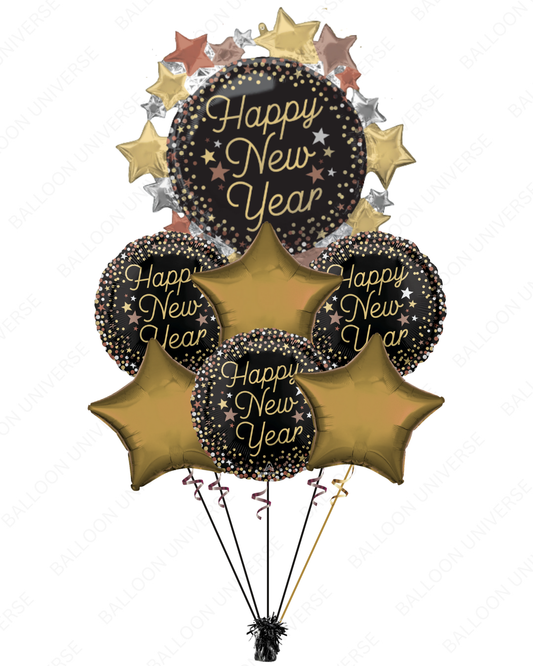 Happy New Year Sparkling Stars Balloons