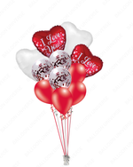 I Love You Heart Balloon Bouquet - Red & White