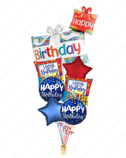 Birthday Present Box Balloon Bouquet