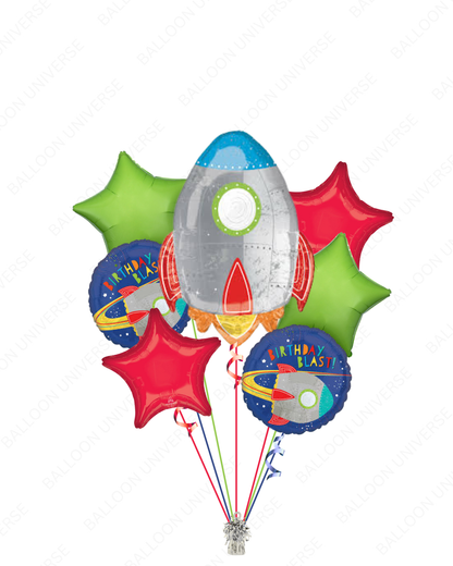 Rocket Ship Birthday Balloon Bouquet