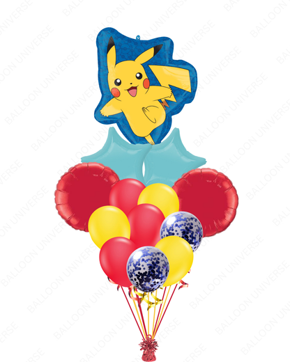 Balloon bouquet with Pikachu-shaped balloon and colorful balloons 