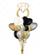 Gold Diamond Wedding Ring Balloon Set