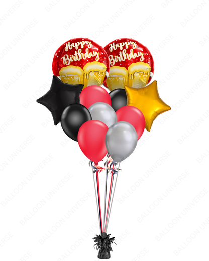 Beer Cheers balloon set with gold and black stars