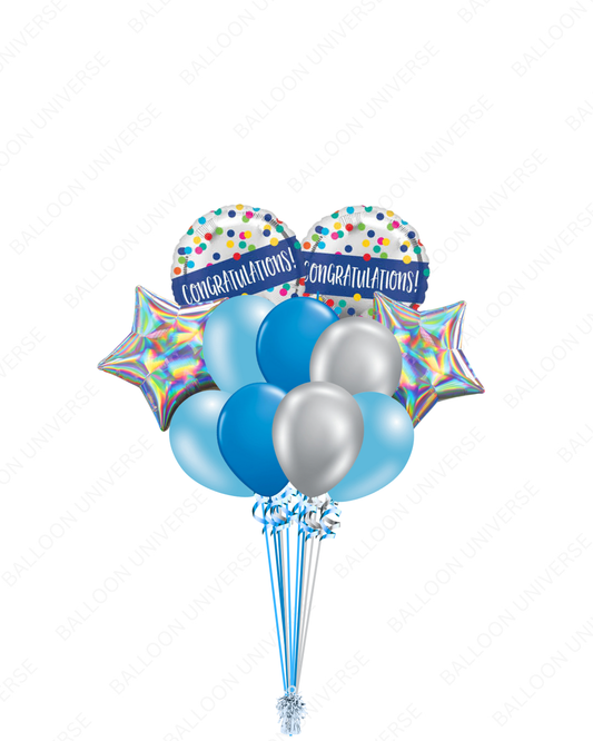 Festive Balloon Bundle -  Congratulations & Stars Mylar