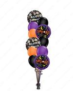 Halloween-themed balloon bouquet with colorful balloons and festive designs