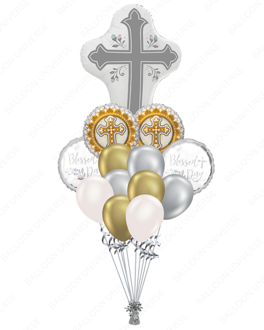 Balloon bouquet with cross and religious balloons