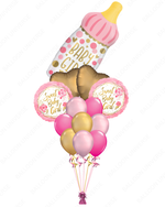 Sweet Baby Girl Balloon Bouquet – Pink & Gold Theme with Helium inflation