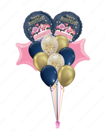 Elegant Gold & Blue Happy Anniversary Balloon Bouquet