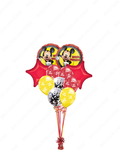 18" Mickey Mouse Birthday Balloons with Latex & Confetti