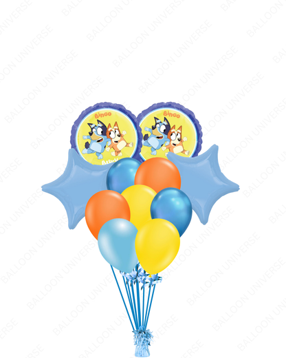 18" Bluey & Bingo mylars with Colorful Latex Balloons