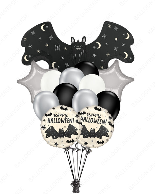 giant bat balloon with halloween balloons