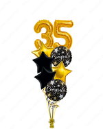 Custom Gold Number Balloon Bouquet with Stars & Congrats Foil