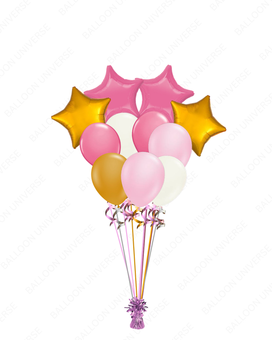 Pink & Gold Stars Balloon Bunch