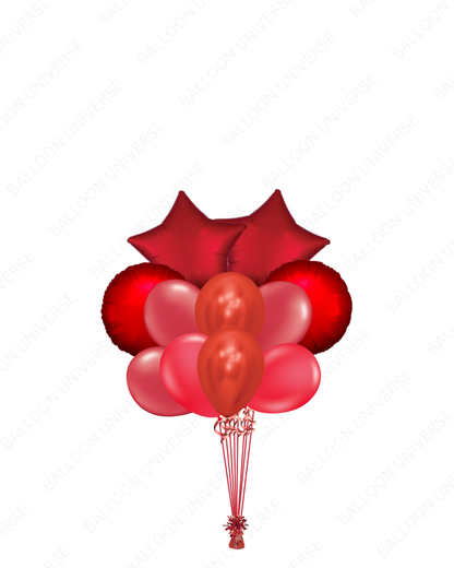 Red Latex & Mylar Bunch - Helium Filled