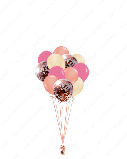 Helium Filled Blush & Rose Gold Balloon Cluster