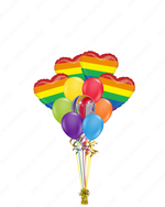 Love & Pride Rainbow Heart Foil Balloon Bouquet with Latex Mix - Helium Filled