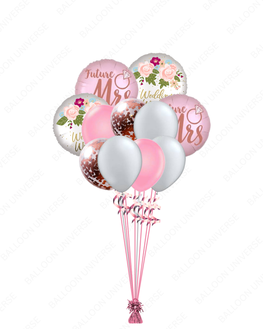 Wedding Wishes & Future Mrs Balloon Bouquet – Pink & Rose Gold
