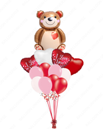 Giant Bear Balloon Bouquet with Hearts & “I Love You” Mylar