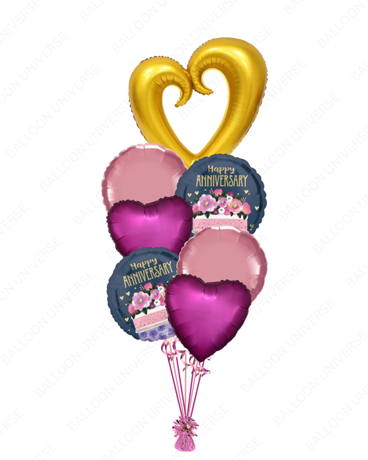 Anniversary Celebration Bouquet (Gold & Dark Pink)