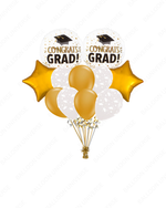 Grad Balloon Bouquet - Congrats Grad Mylar & Gold/Grad Hat Latex