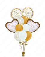 Romantic Love Always & Forever Foil Balloon Bouquet – Gold & White Theme