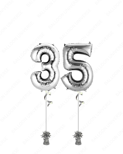 2 Supershape Number Foil Balloons (Custom Colours + Numbers)