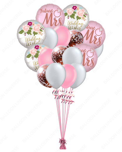 Wedding Wishes & Future Mrs Balloon Bouquet – Pink & Rose Gold