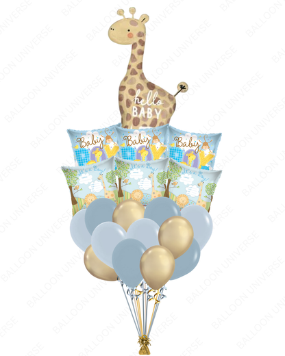 Hello Baby Boy Jungle Safari Balloon Arrangement – Giraffe Design