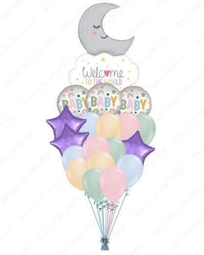 Newborn Celebration Helium Filled Balloon Cluster