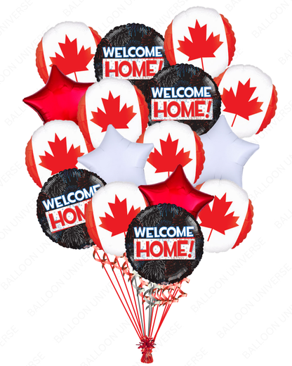 Welcome Home Canada Balloon Bouquet | Red & White Stars