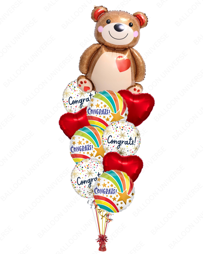 XOXO Teddy Bear Congrats Balloon Bouquet