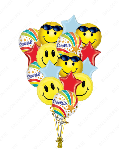 Congrats with Emojis Balloon Bunch