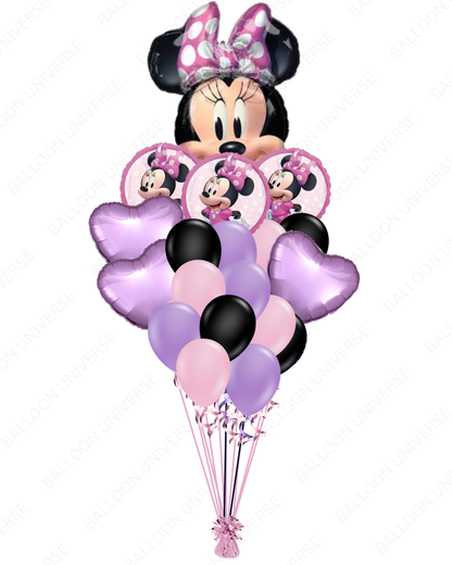 Helium Filled Minnie Mouse Mylars & Latex Balloon Bouquet
