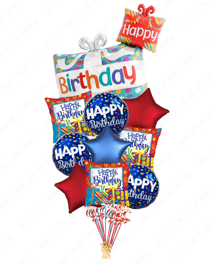 Birthday Present Box Balloon Bouquet
