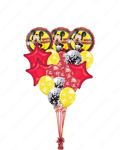 18" Mickey Mouse Birthday Balloons with Latex & Confetti