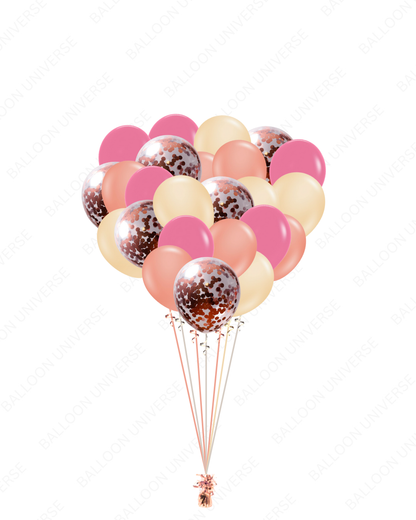Helium Filled Blush & Rose Gold Balloon Cluster