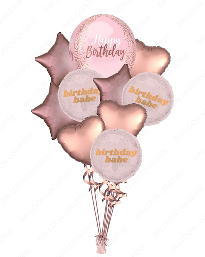 Luxury Rose Gold Balloon Bouquet For Birthday Babe