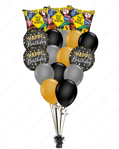 Old Age Ahead Mylar & Latex Balloon Bouquet for Birthdays