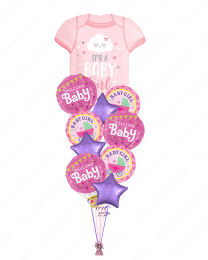 It’s a Baby Girl Balloon Bouquet with Onesie Design