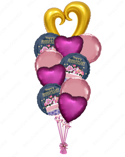 Anniversary Celebration Bouquet (Gold & Dark Pink)