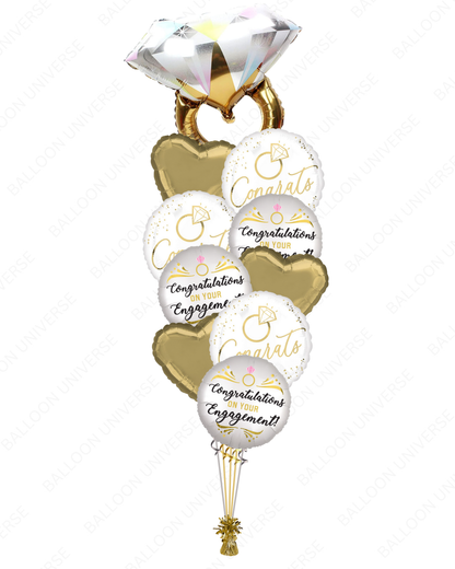 Elegant Engagement Balloon Set with Giant Diamond Ring