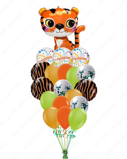 Helium Filled Wild Tiger Celebration Balloon Bouquet