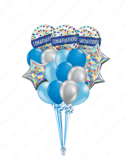 Festive Balloon Bundle -  Congratulations & Stars Mylar