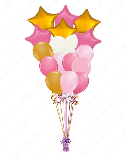 Pink & Gold Stars Balloon Bunch