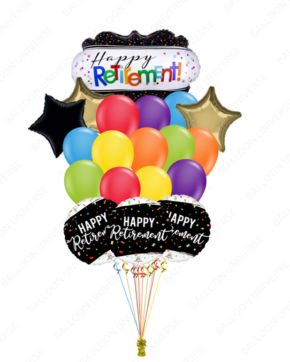 Happy Retirement Balloon Gift | Colorful Latex with Stars